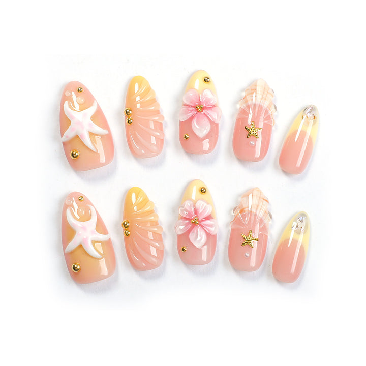 Creative nail art set with maritime motifs and elegant embellishments Kalsten