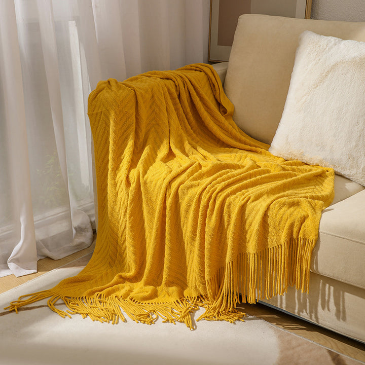 Cozy Knit Fringe Blanket Kalsten