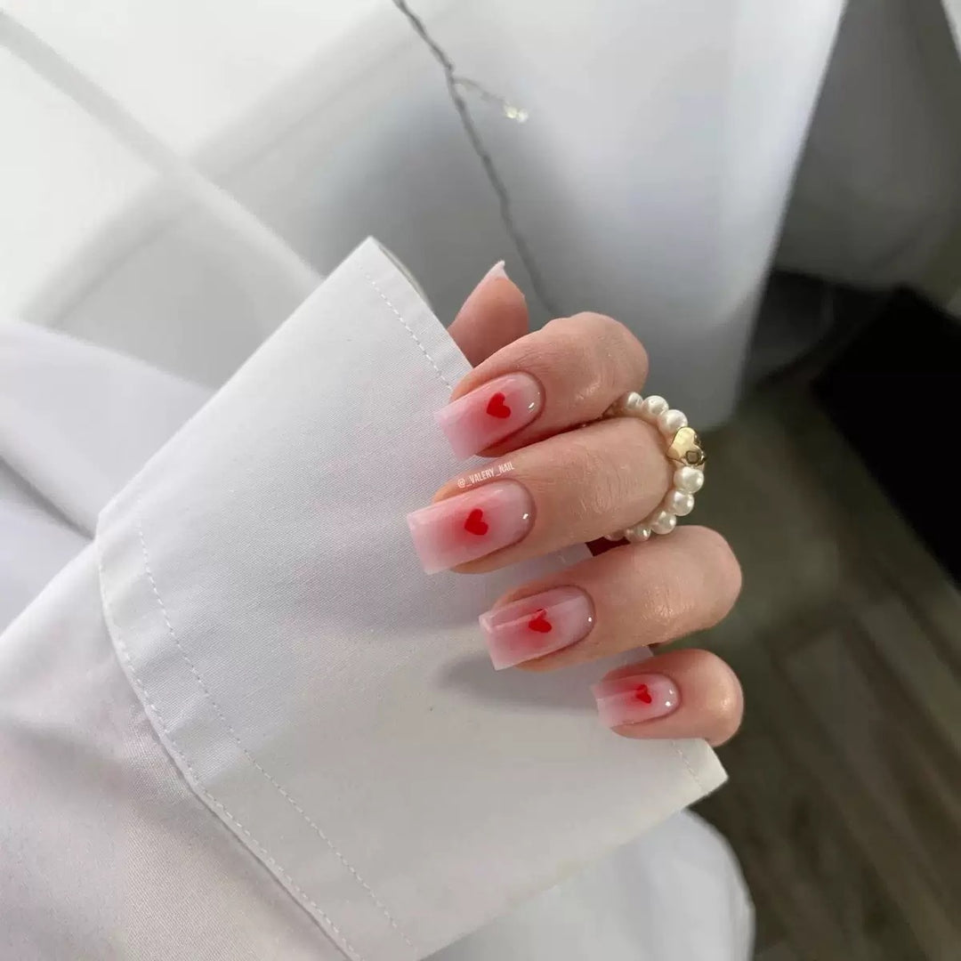 Artificial Nail Set with Romantic Heart Designs Kalsten