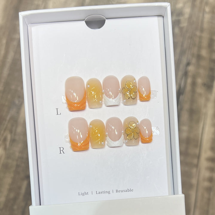 Elegant Stiletto Press-On Nail Set with Floral Accents Kalsten