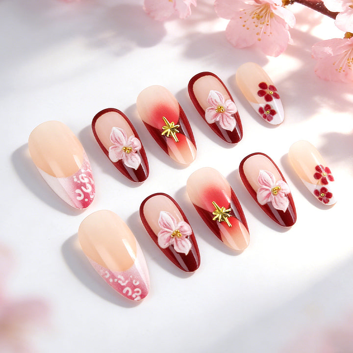 Artistic 3D Floral Sculpted Press-On Nails Kalsten