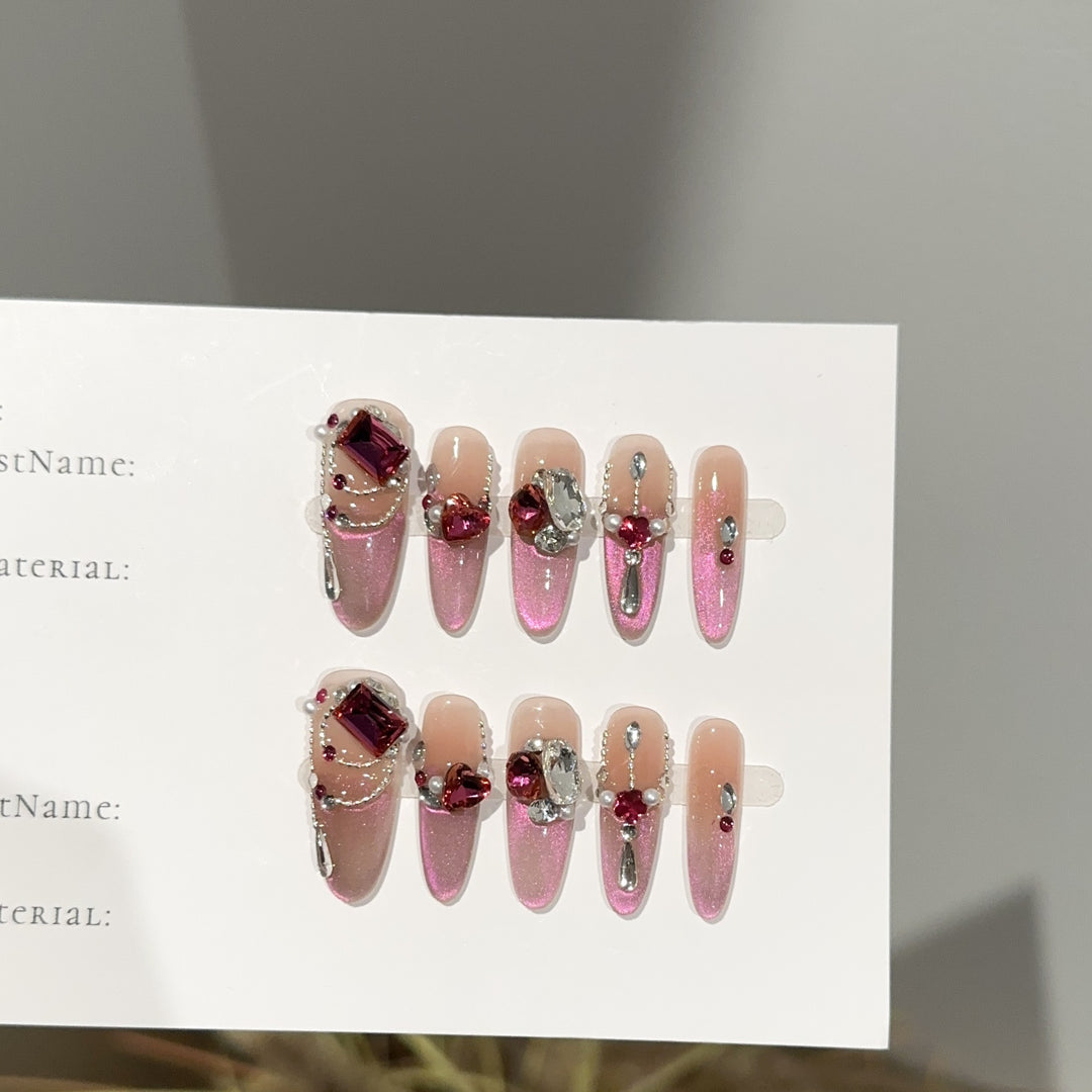 Sparkling Jewel-Embellished Press-On Nail Set