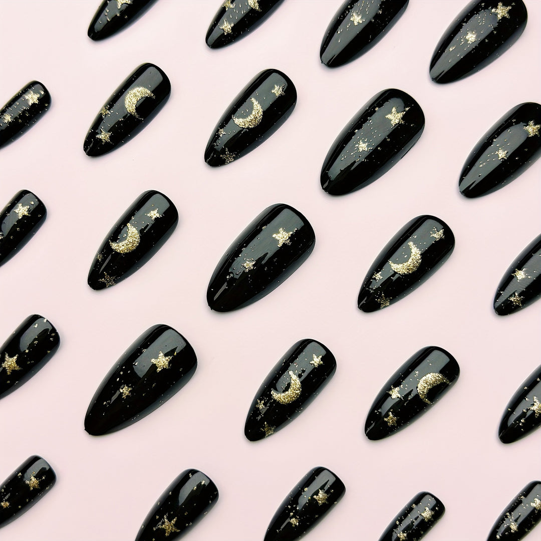 Glamorous nail art in moon and star design Kalsten