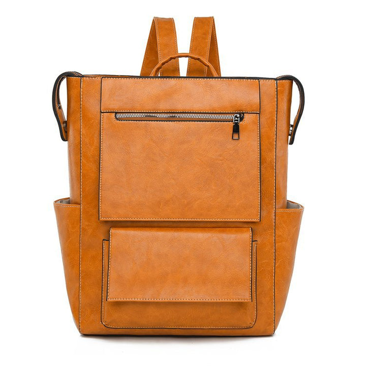 Multi-Pocket Genuine Leather Backpack Kalsten