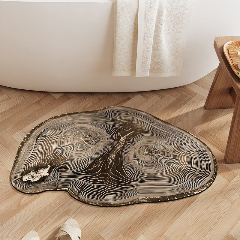 Flower Motif Bamboo Fiber Bath Mat