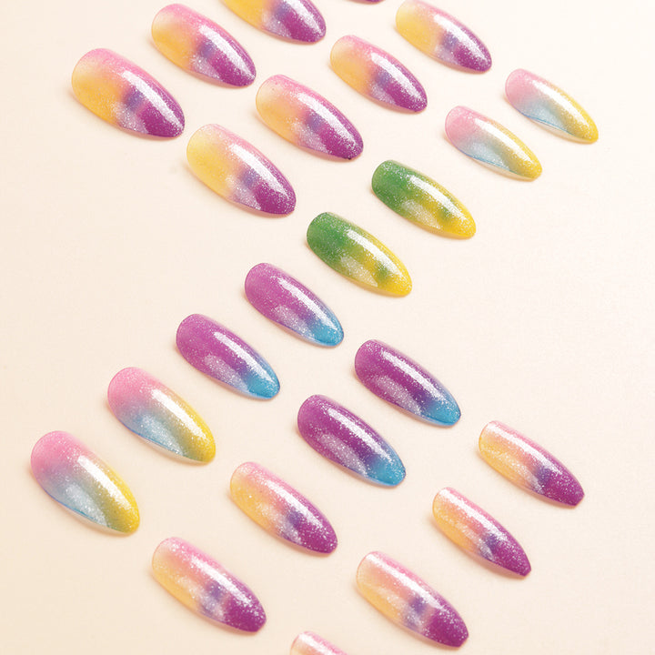 Colorful Ombre Glitter Press-On Nails Kalsten