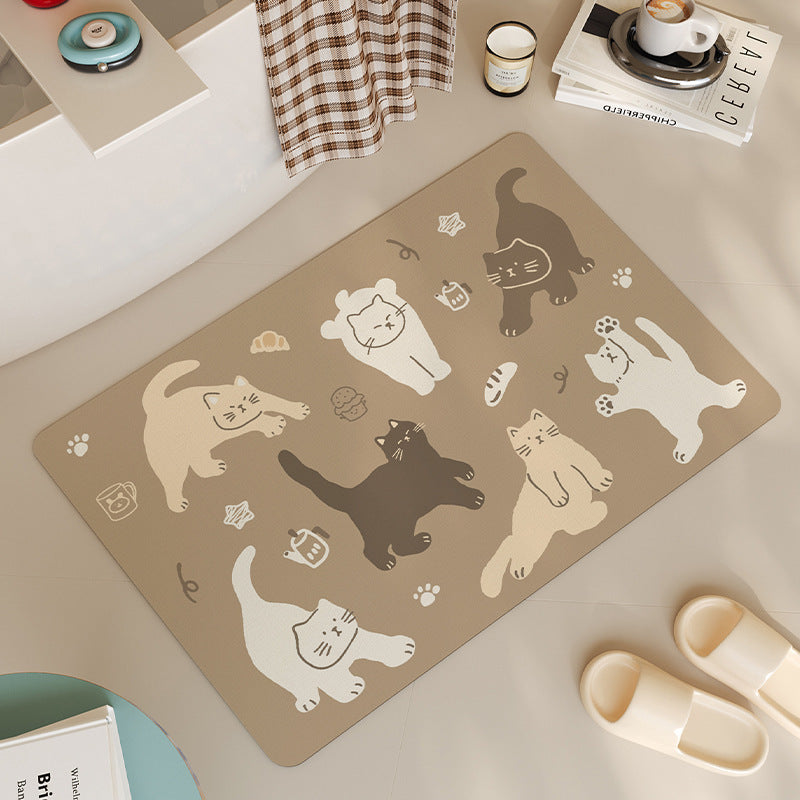 Cat-Themed Bathroom Mat