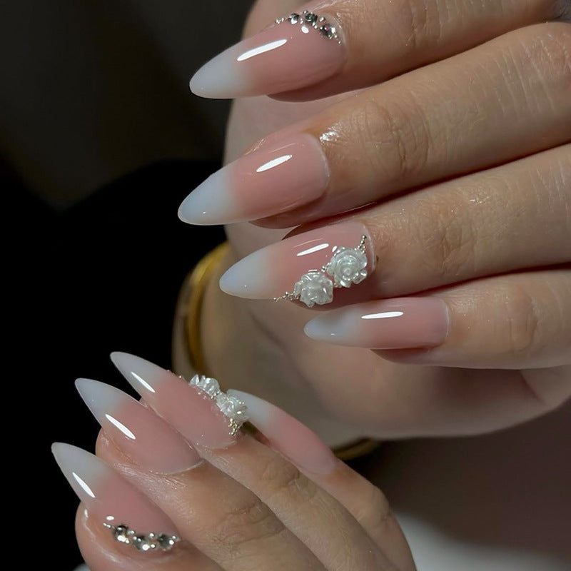 Acrylic Nail Set with Elegant Bows and Glamorous Accent Kalsten