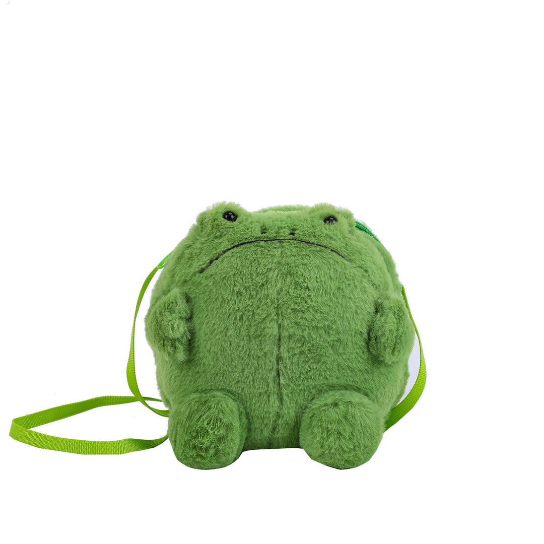 Plush Frog-Themed Crossbody Bag