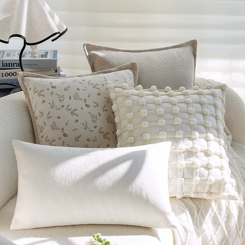 Square fine structure pillowcase with botanical jacquard relief and satin piping Kalsten