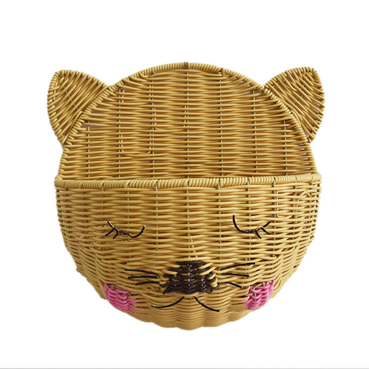 Cute Cat-Shaped Woven Storage Basket Kalsten