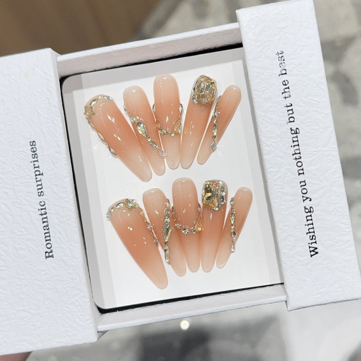 Artificial nails with Romantic Glamour Design Kalsten
