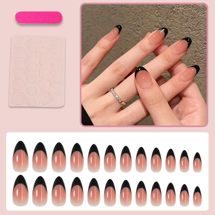 Acrylic nail set with elegant French tip and shimmering accents Kalsten