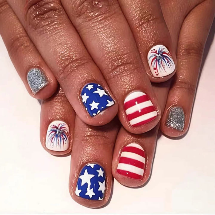 Patriotic Gel Nail Art Extensions Kalsten
