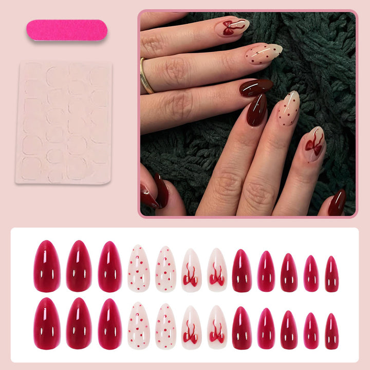 Acrylic nail set with stylish fruit and fluff designs Kalsten