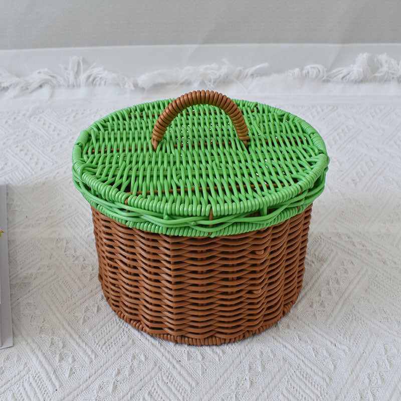 Triple-Compartment Woven Storage Basket Kalsten