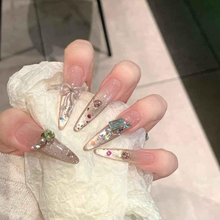 Artistic Stiletto Press-On Nail Set with Charming Patterns Kalsten