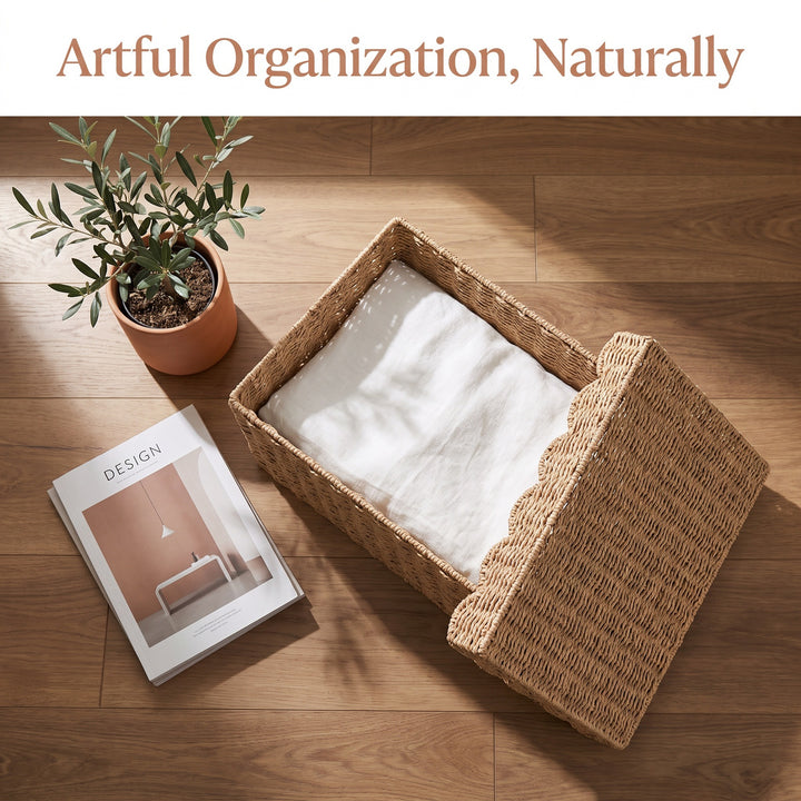 Decorative Woven Storage Chest with Lid Kalsten