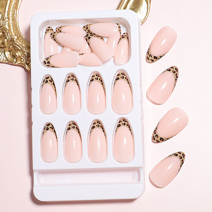 Elegant Leopard-Trimmed Press-On Nails Kalsten