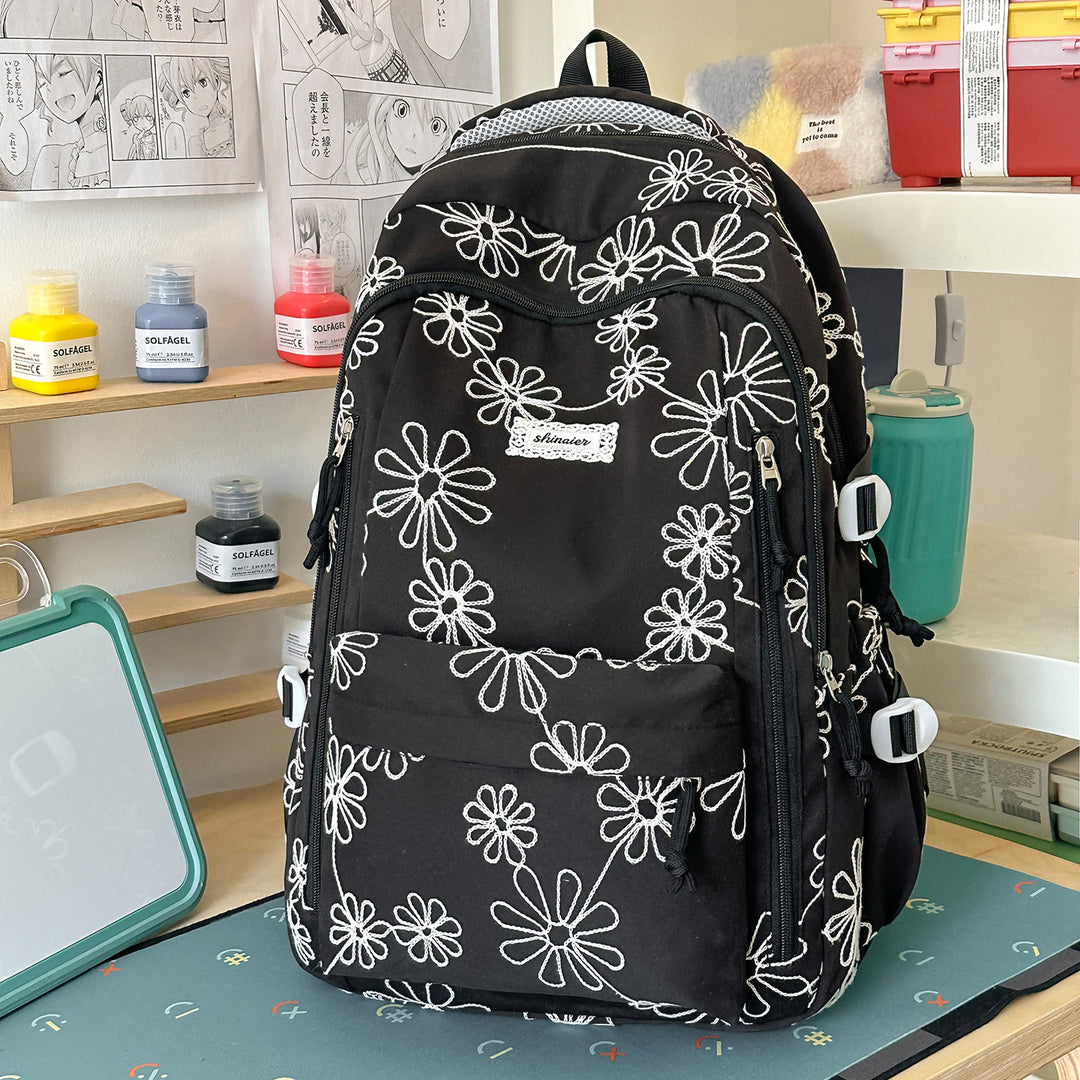 Embroidered Floral Patterned Backpack Kalsten