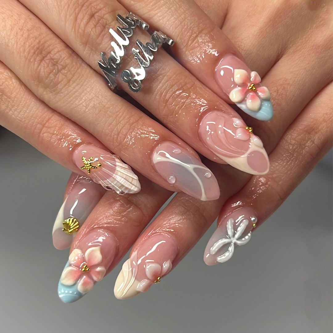 Artistic Floral Embellished Press-On Nail Art Set Kalsten