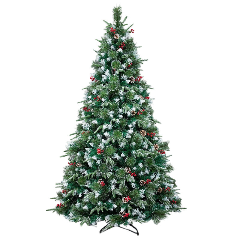 Artificial Christmas Pine Tree with Snow-Frosted Tips and Decorative Ornaments