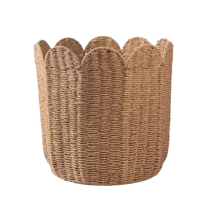 Woven Storage Basket with Decorative Scalloped Edge Kalsten