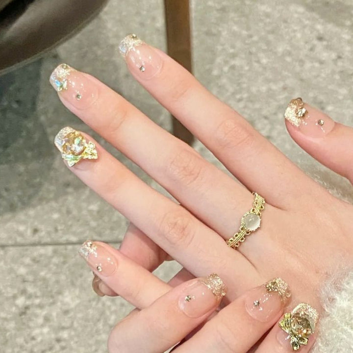 Glamorous Crystal-Embellished Press-On Nail Set