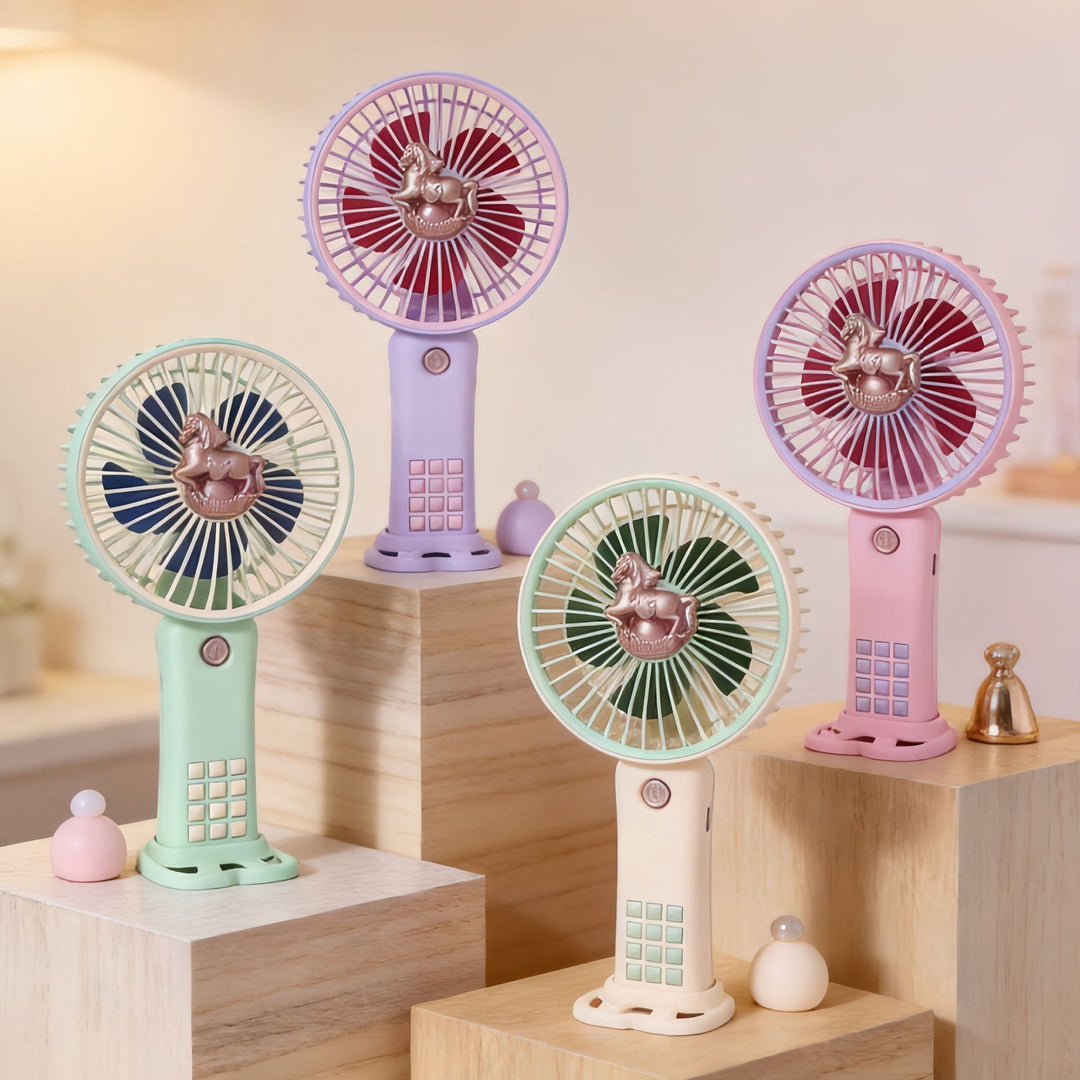Portable handheld fan with nostalgic horse motif Kalsten