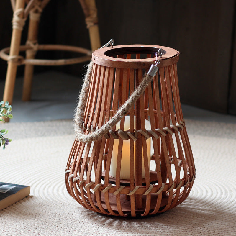Handcrafted lantern made of wood and wicker Kalsten