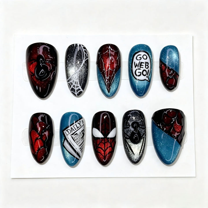 Themed Press-On Nail Set with Spider-Man Design Kalsten