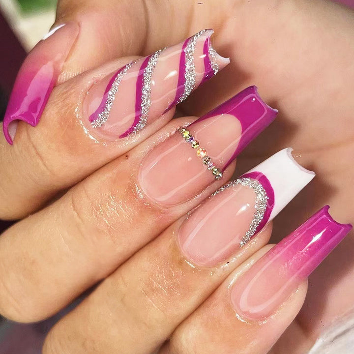 Artistic Nail Extensions with Glitter and Gradient Kalsten