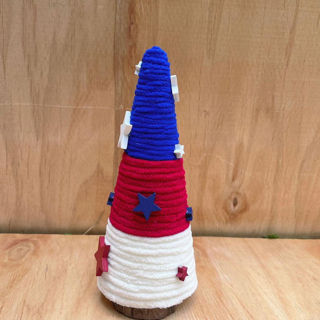 Independence Day patriotic festive tabletop cone centerpiece with felt star accents Kalsten