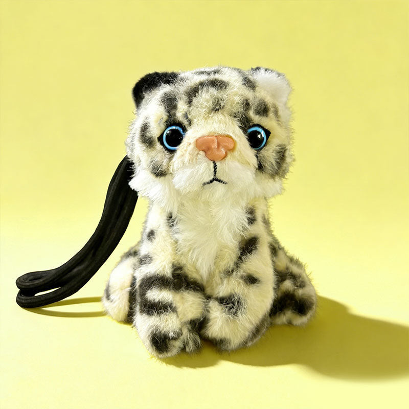 Plush Snow Leopard Bag Charm with Soft Faux-Fur and Detachable Strap Kalsten