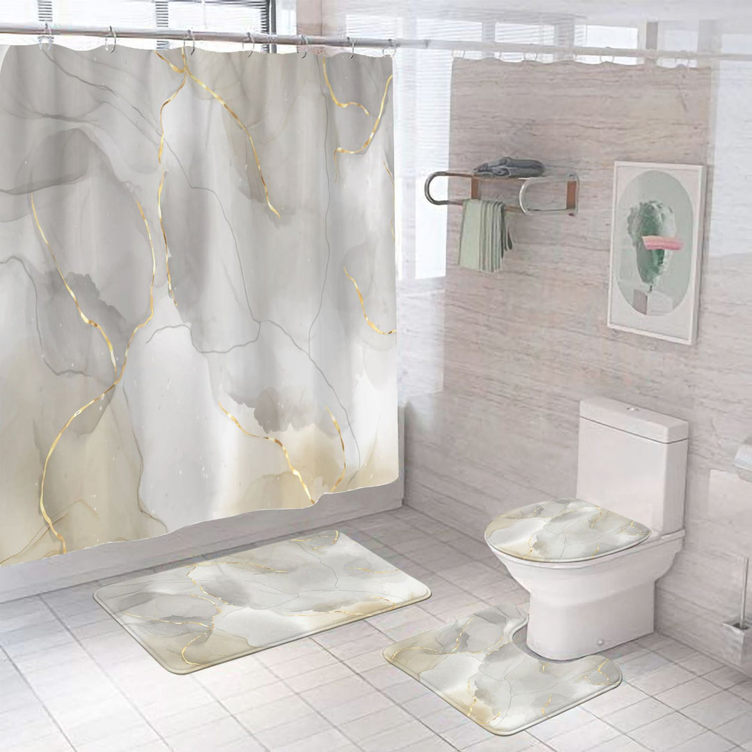 Elegant Marble Pattern Bathroom Mat Set Kalsten