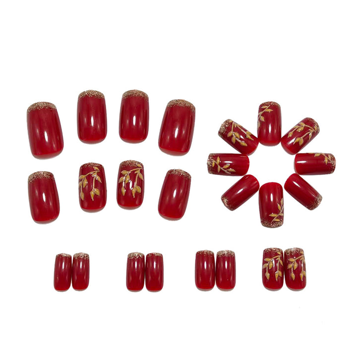 Artificial nails with golden leaf patterns Kalsten
