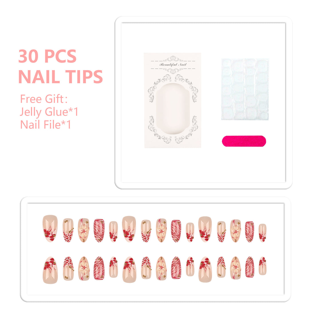 Artistic Floral Nail Design Press-On Set