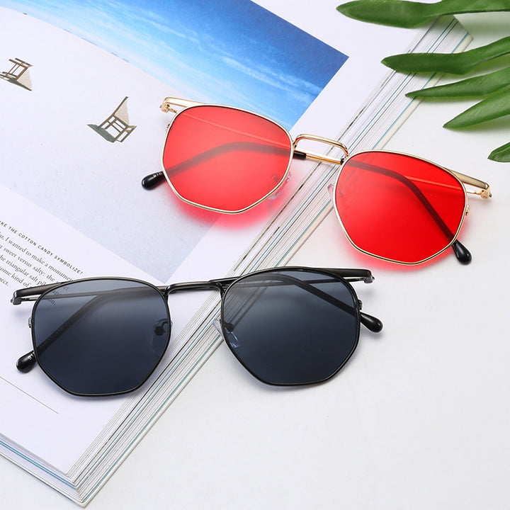 Women's fashionable geometric sunglasses with elegant metal frame Kalsten
