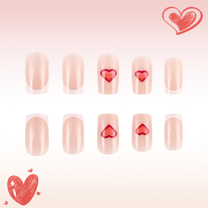 Heart-Decorated Press-On Nail Art Kalsten 1787543036