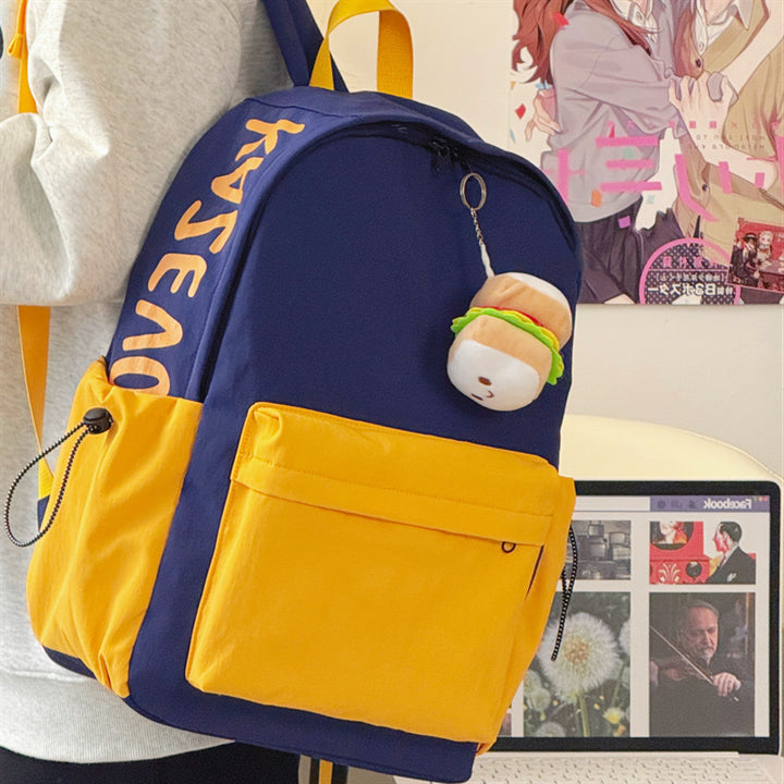 Trendy Casual Backpack with Cute Plush Charm