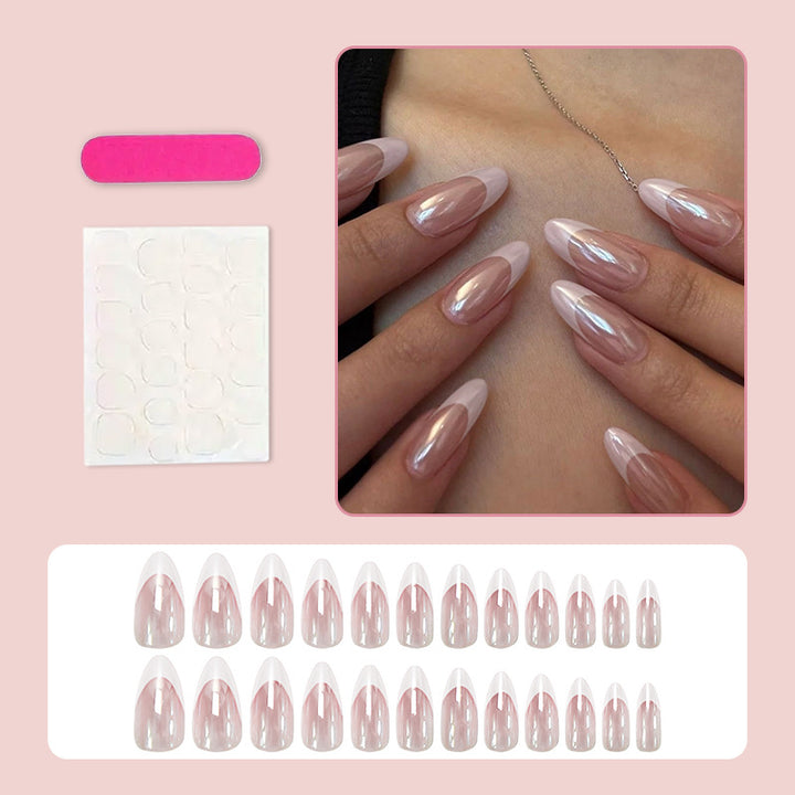 Acrylic nail set with glamorous French designs Kalsten