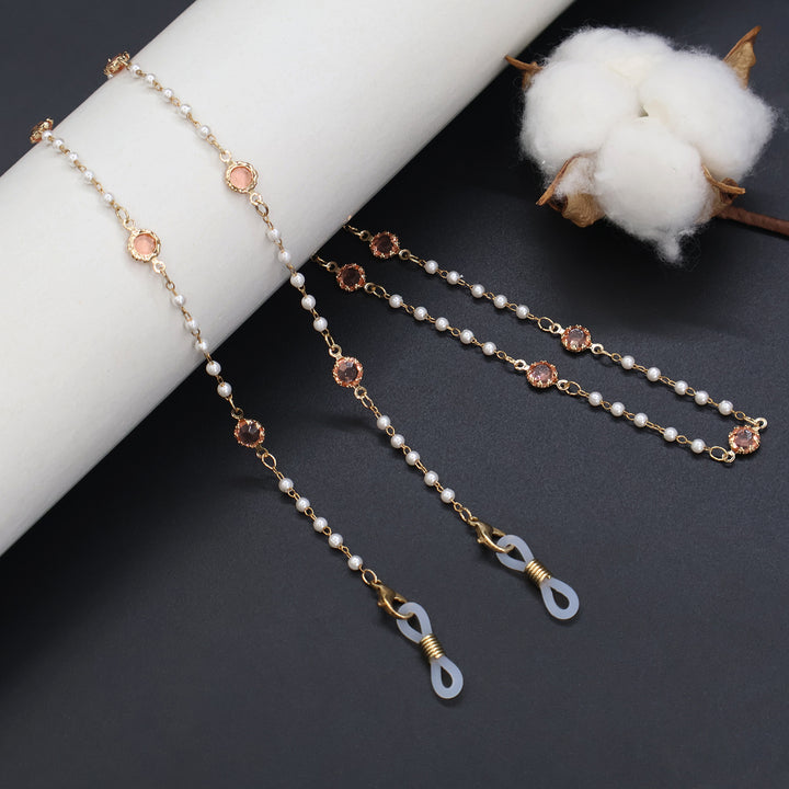 Elegant Pearl and Crystal Eyewear Chain Kalsten