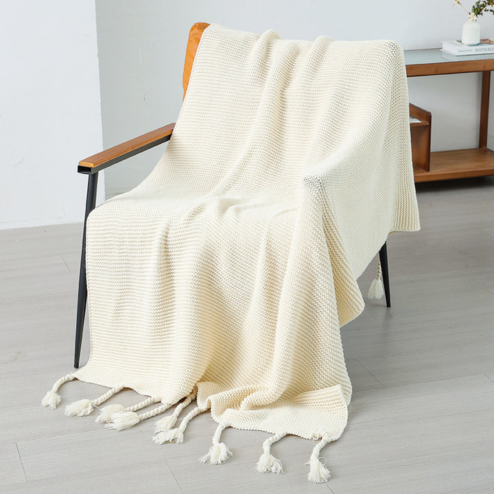 Women’s knitted blanket with decorative tassels Kalsten