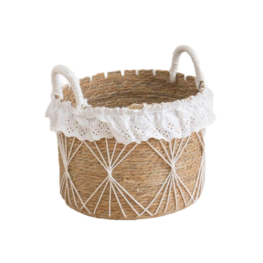 Decorative Woven Storage Basket with Ruffled Edge Kalsten