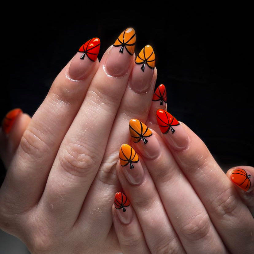 Artistic Basketball-Themed Press-On Nail Set Kalsten