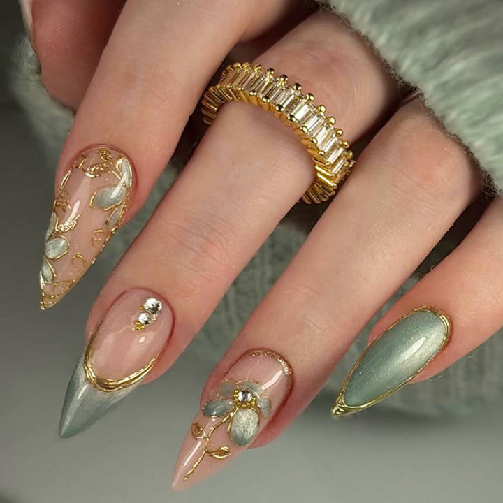 Decorative Floral Art Press-On Nail Set kalsten