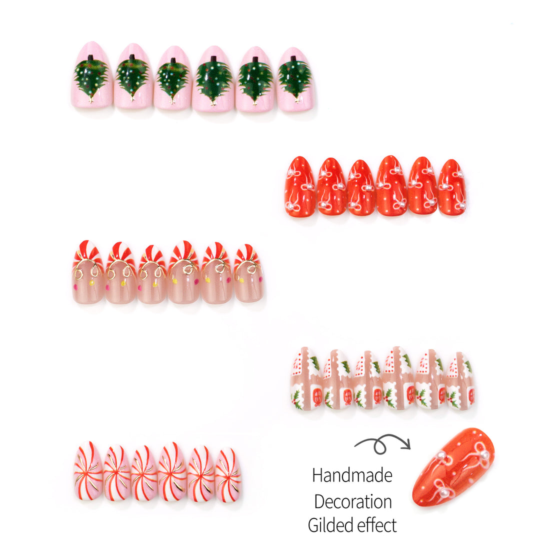 Festive Holiday-Themed Press-On Nails