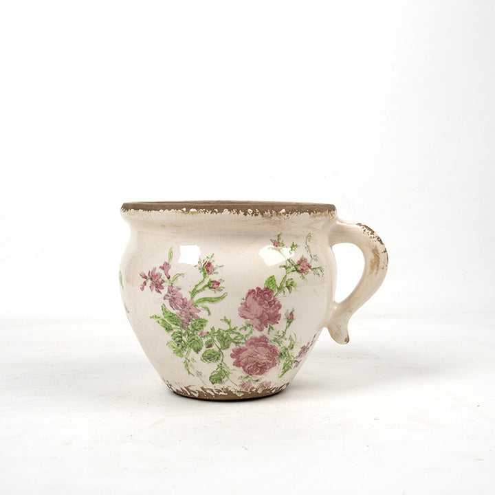 Decorative ceramic pot with floral pattern Kalsten
