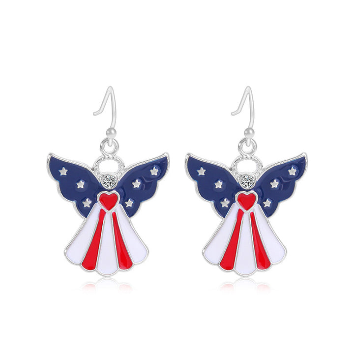 Women's star-shaped enamel earrings with USA flag motif and gold-plated fish Kalsten
