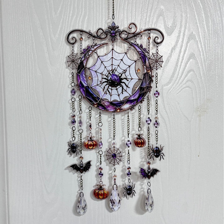 Colorful skull wall decoration in the Day of the Dead style with acrylic beads and crystal pendants